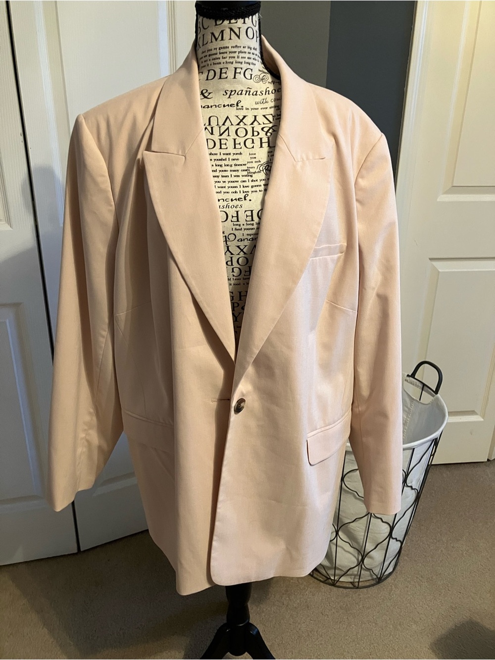 STATE Light Pink Striped Lined Blazer